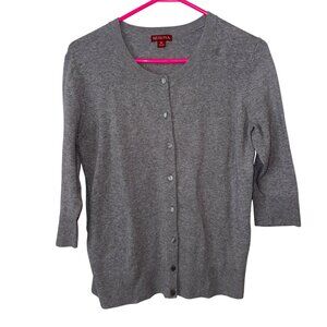 Merona Womens Gray Cardigan Sweater M Cotton/Nylon